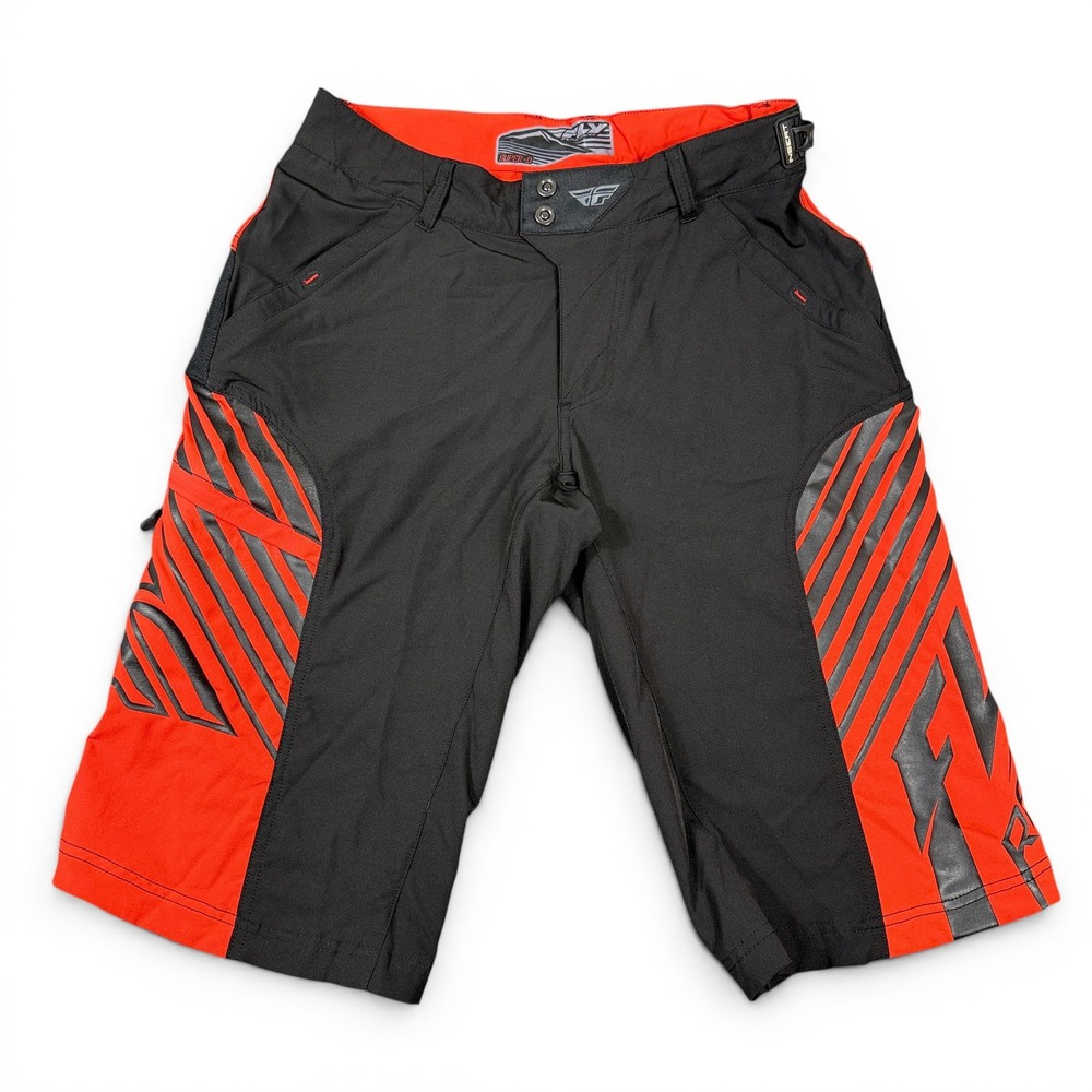 Fly Racing Super D Short‎ Mens 32 Black Red MTB Motocross Downhill Racing Shorts